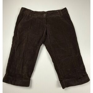 Imperial Corduroy Capri Pants‎ Cuffed Cropped Brown Casual Trousers 30" waist